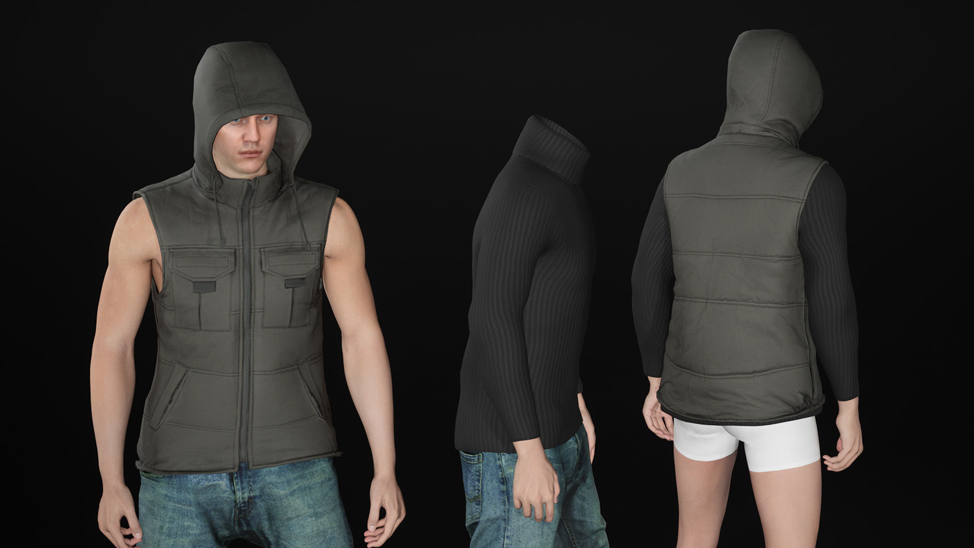 Man - Autumn Outfit 5 - Modular - Rigged Low-poly 3D model_24