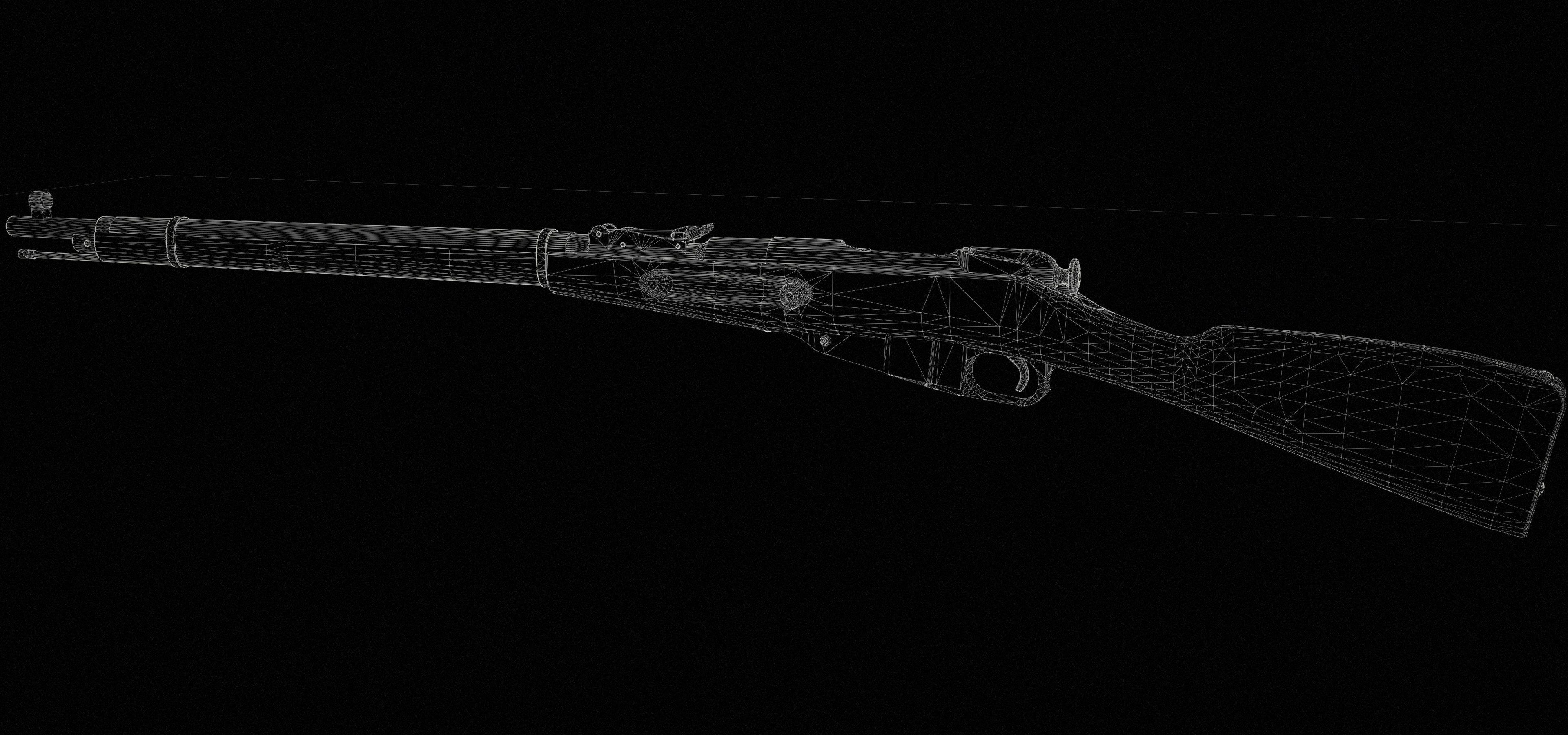 Mosin Nagant sniper rifle low-poly game ready 3D model Low-poly 3D model_10