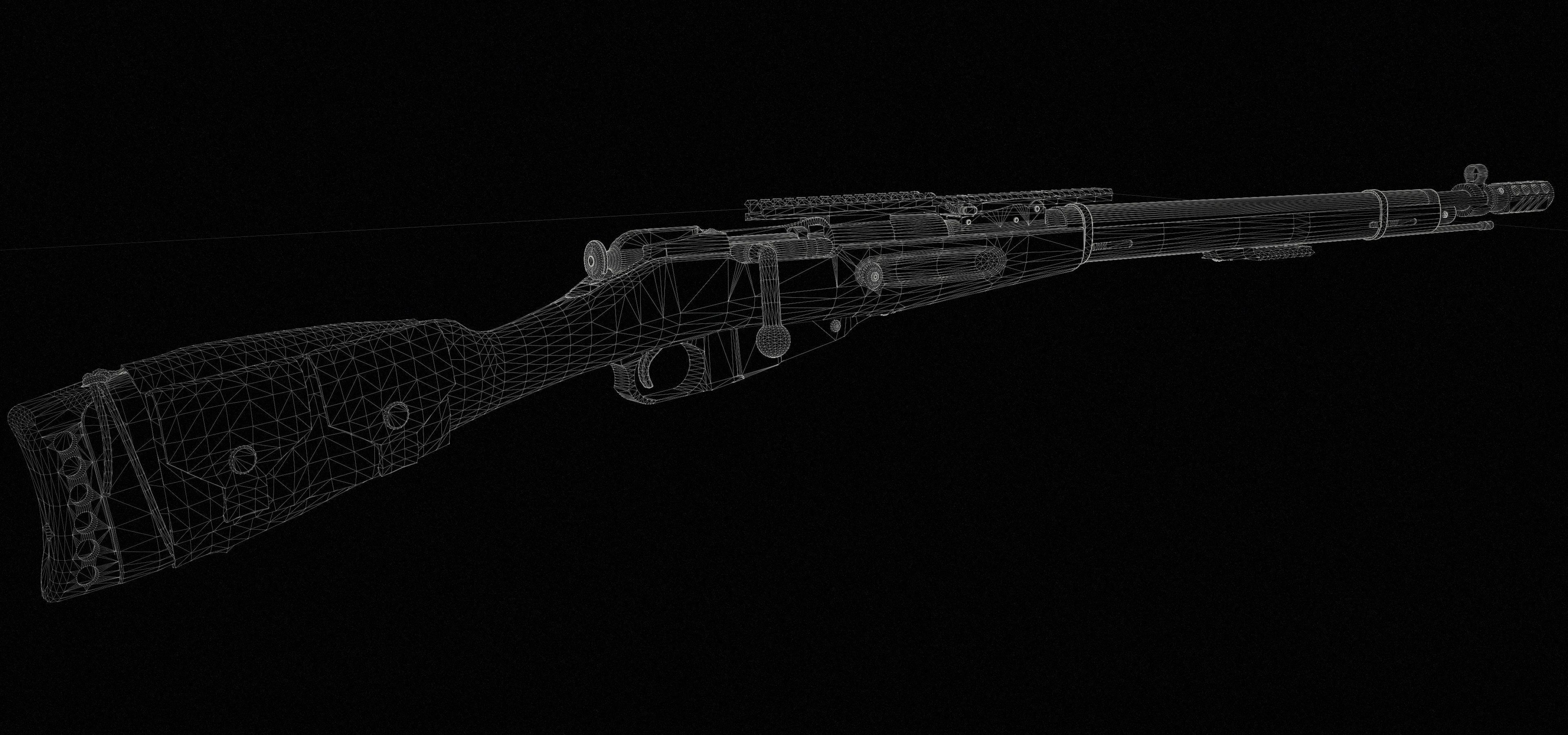 Mosin Nagant sniper rifle low-poly game ready 3D model Low-poly 3D model_11