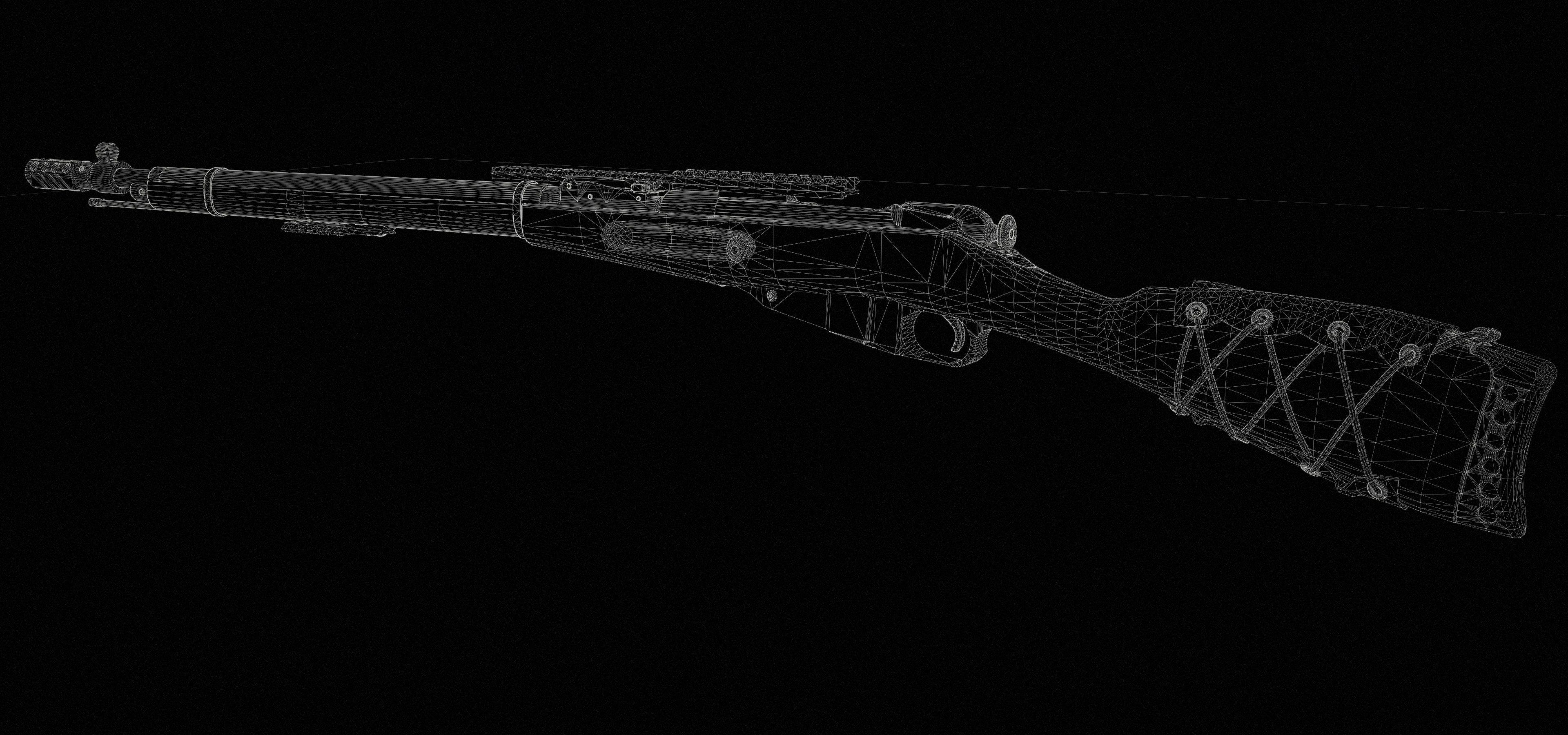 Mosin Nagant sniper rifle low-poly game ready 3D model Low-poly 3D model_12