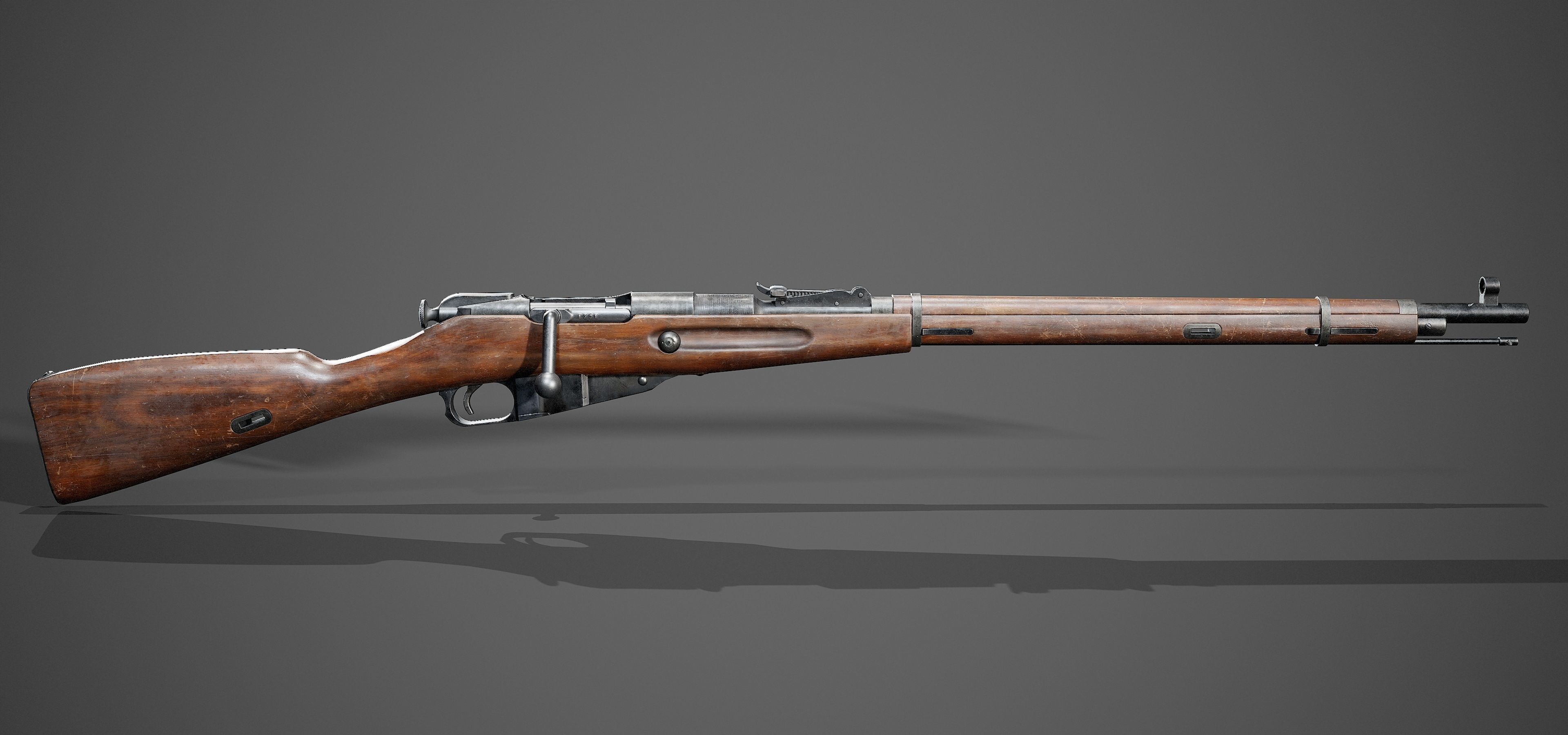 Mosin Nagant sniper rifle low-poly game ready 3D model Low-poly 3D model_5