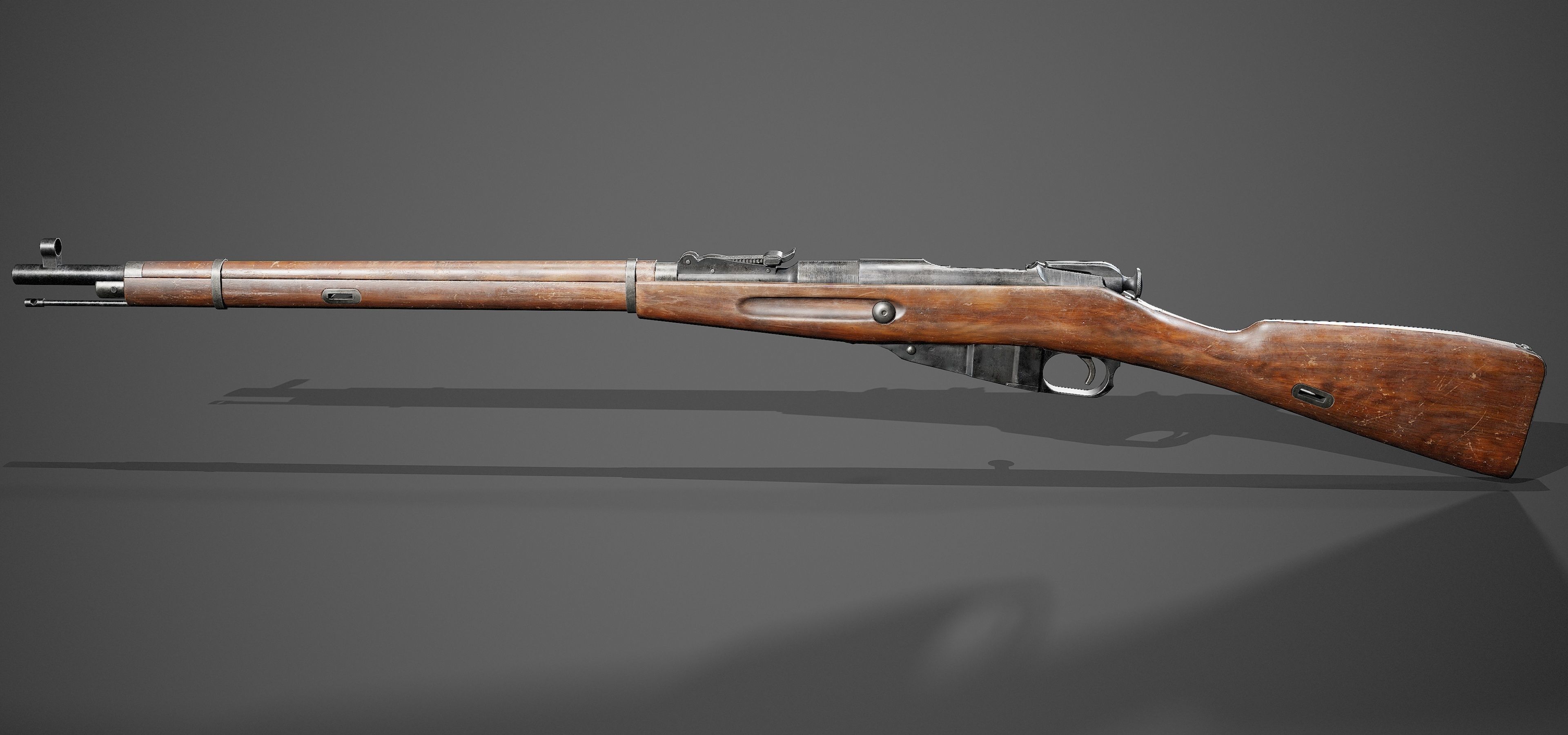 Mosin Nagant sniper rifle low-poly game ready 3D model Low-poly 3D model_4
