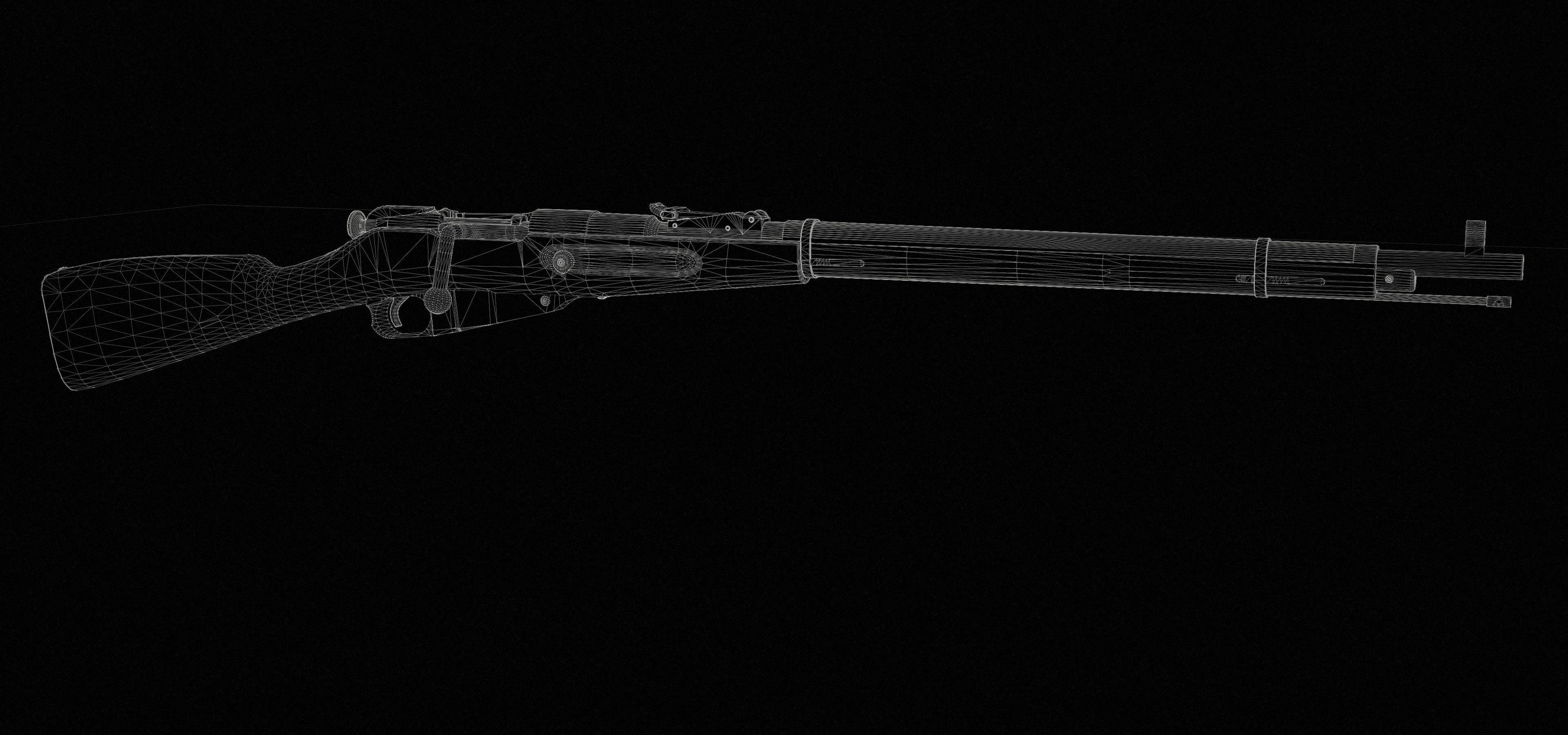Mosin Nagant sniper rifle low-poly game ready 3D model Low-poly 3D model_9