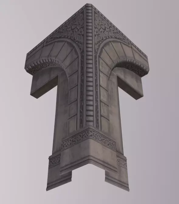 Groundfloor CornerArchShop Low-poly 3D model_0