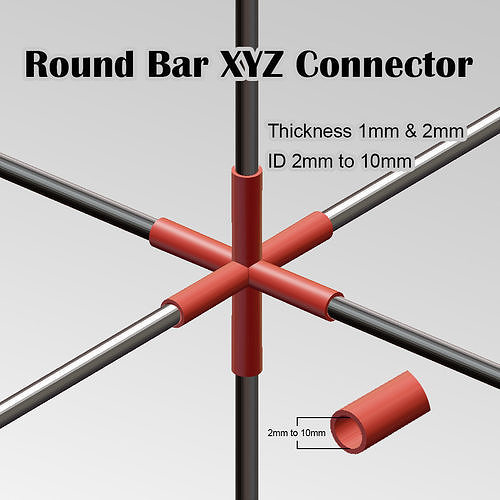 Round Bar XYZ Connector 3D print model