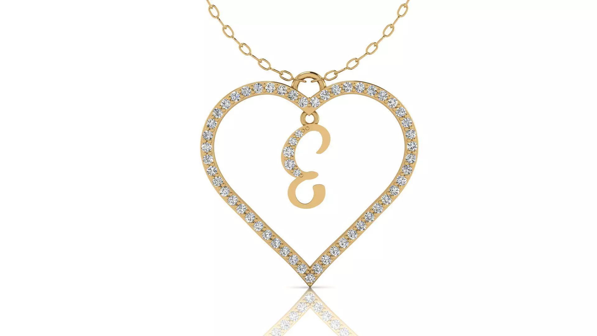 Alphabet Chicago Diamond Heart Pendant E 3D print model