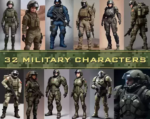 32 Military Characters Texture