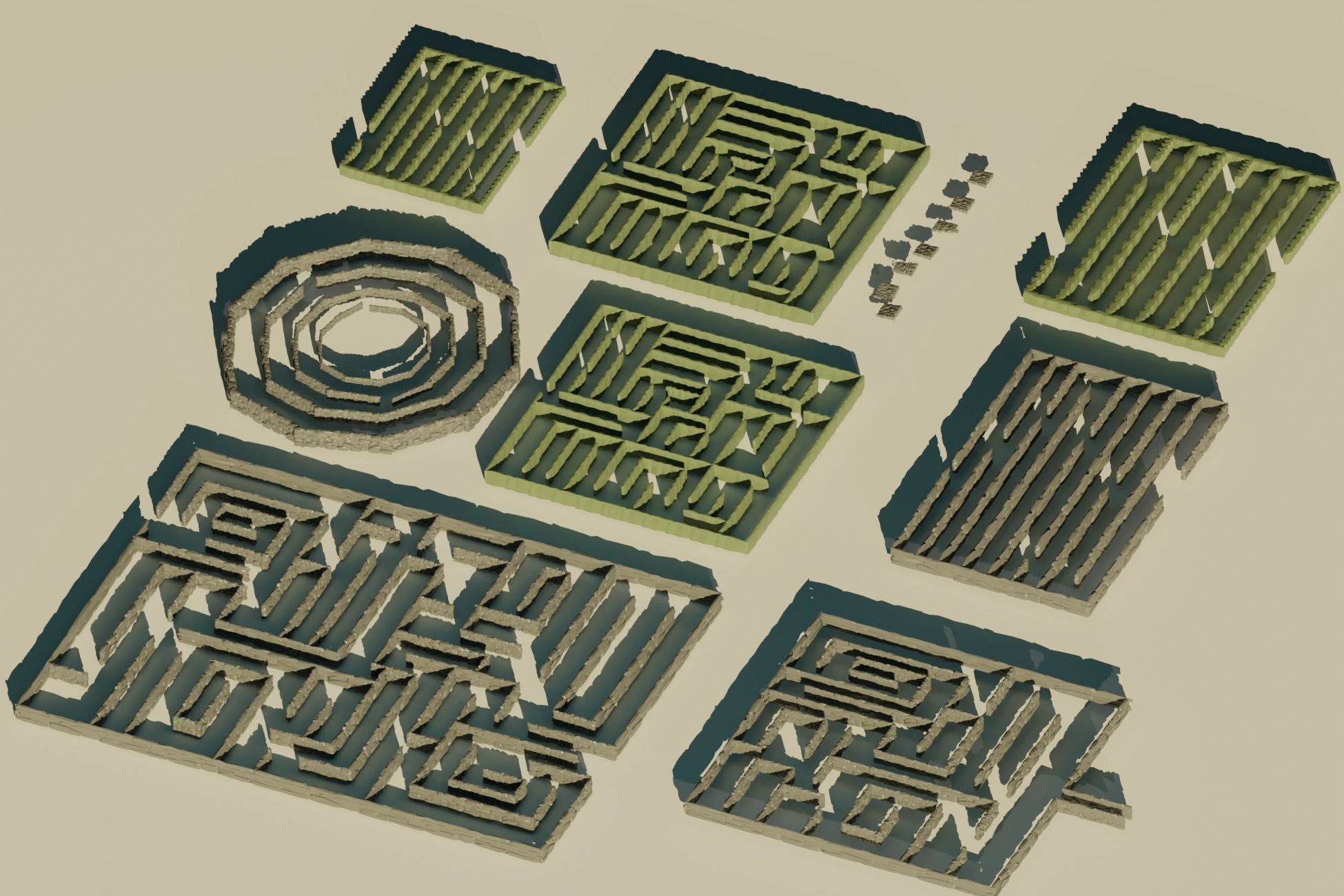 Low Poly Mazes Low-poly 3D model_3