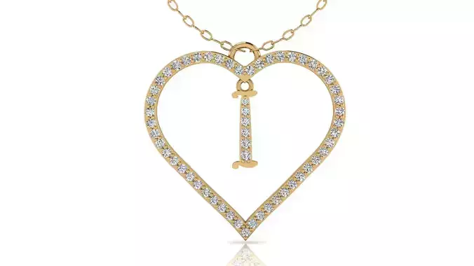 Alphabet Chicago Diamond Heart Pendant I