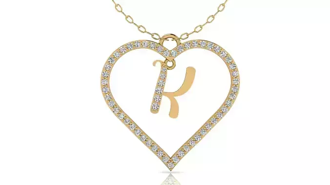 Alphabet Chicago Diamond Heart Pendant K 3D print model