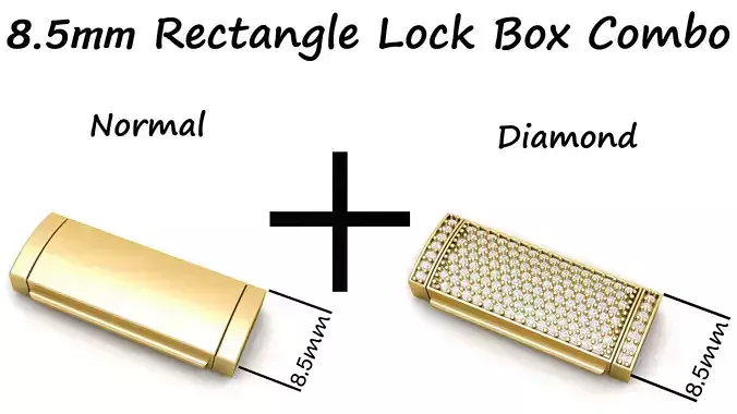 8 and half mm Rectangular Lock Box Combo of Plain and Diamond  3D Model Collection