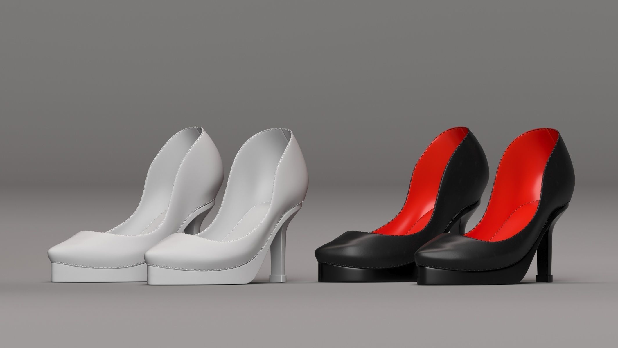 Pack of different Shoes for women character 3D print model_4