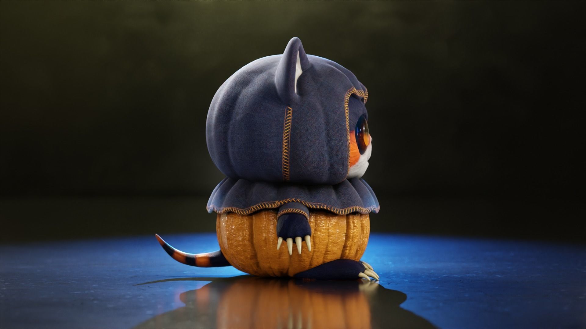 Cute Halloween monster low-poly with PBR texture Low-poly 3D model_7