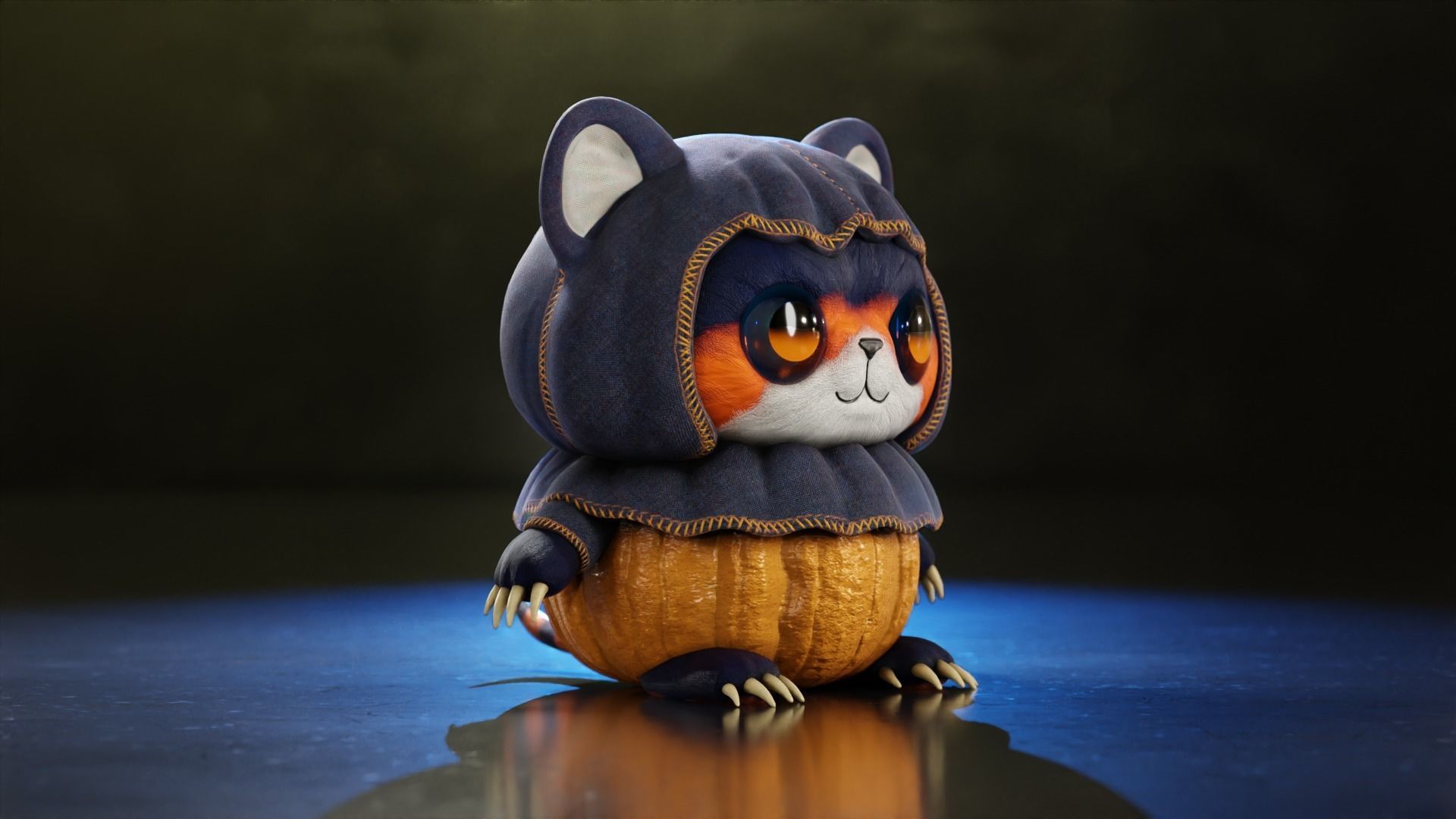 Cute Halloween monster low-poly with PBR texture Low-poly 3D model_8