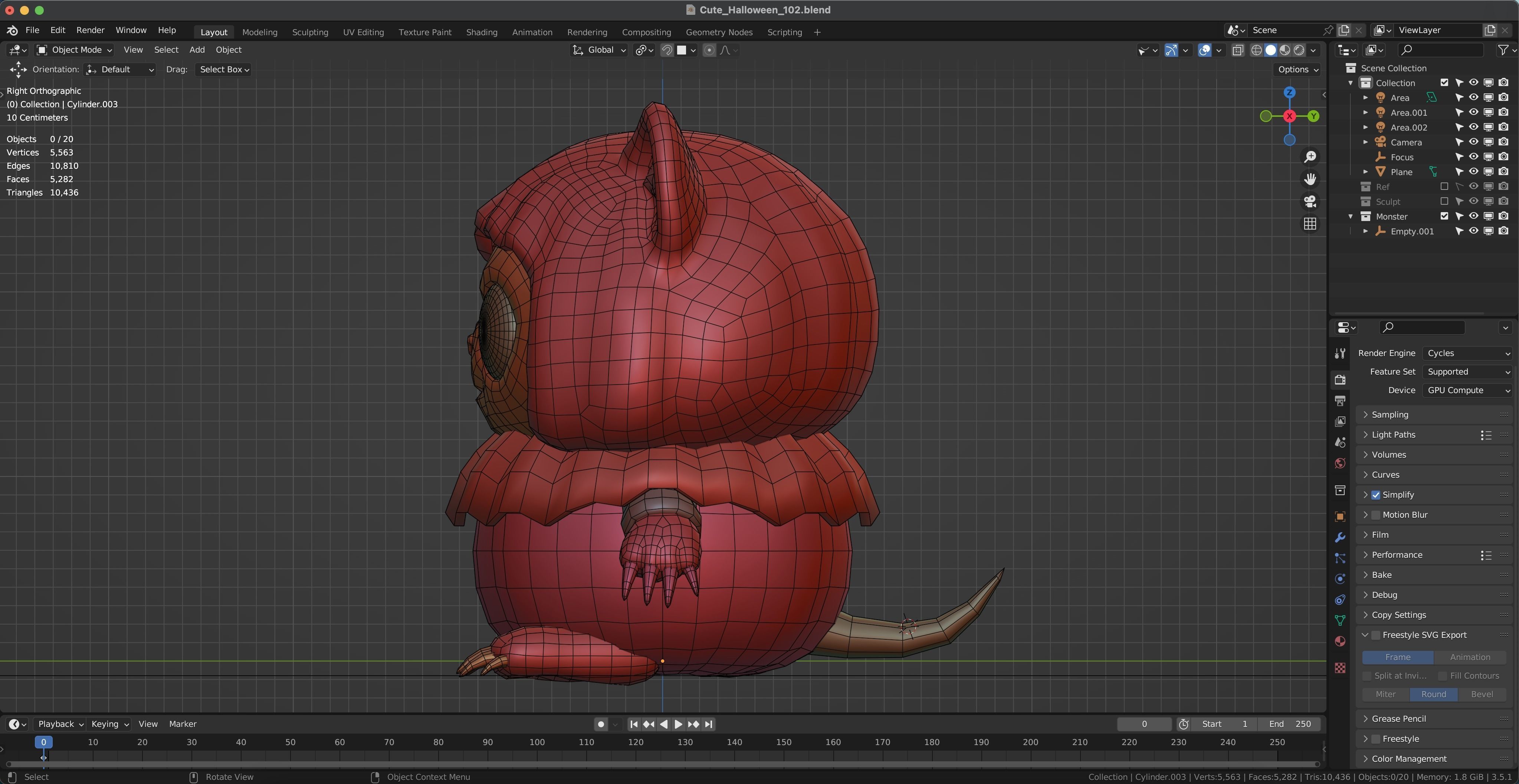 Cute Halloween monster low-poly with PBR texture Low-poly 3D model_15