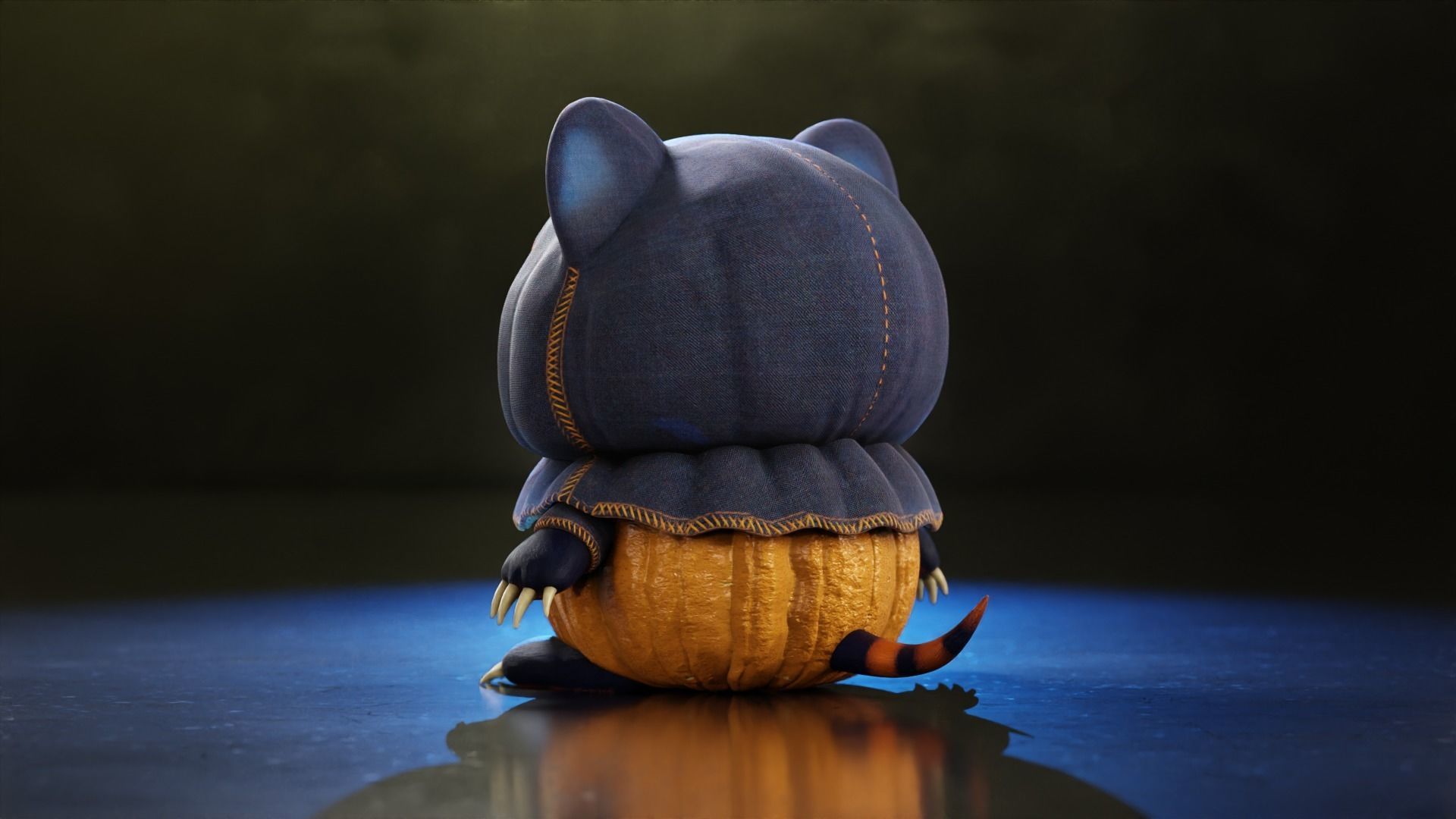 Cute Halloween monster low-poly with PBR texture Low-poly 3D model_4