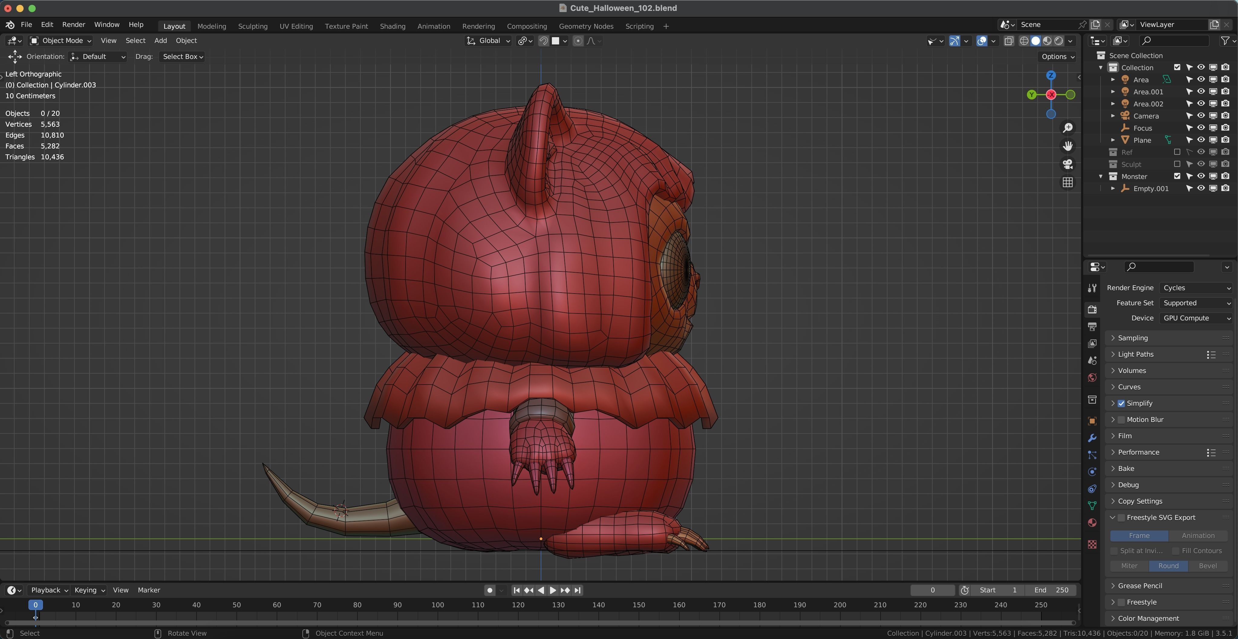Cute Halloween monster low-poly with PBR texture Low-poly 3D model_17