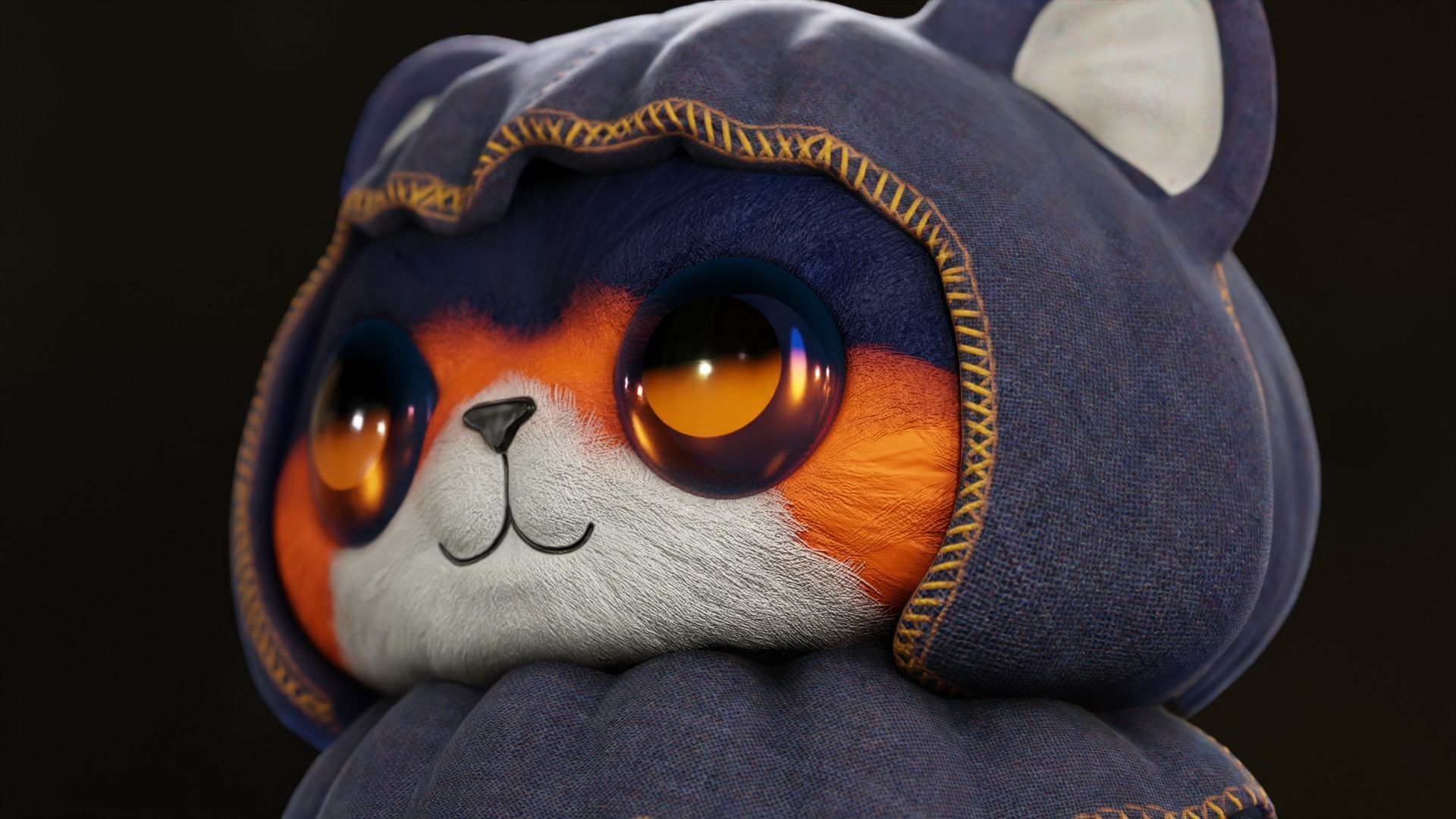 Cute Halloween monster low-poly with PBR texture Low-poly 3D model_10