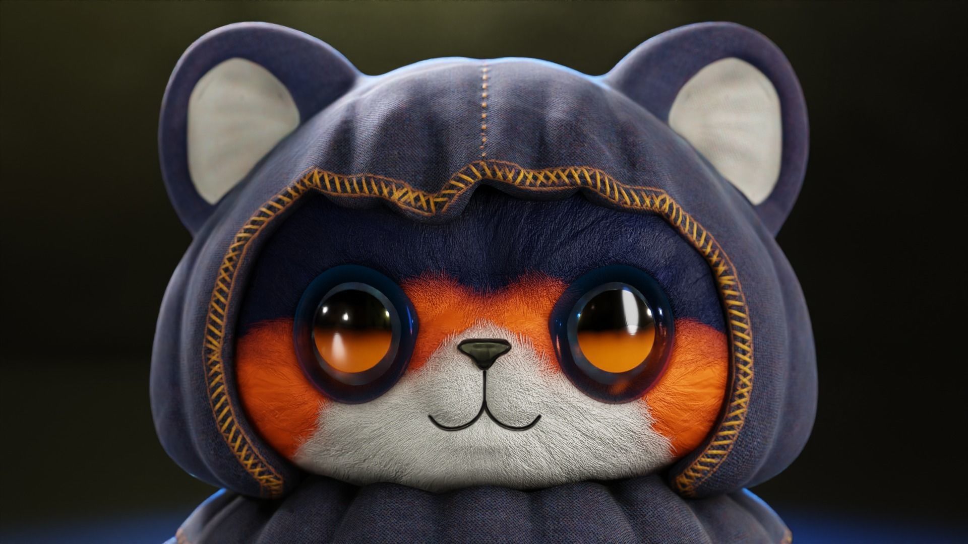 Cute Halloween monster low-poly with PBR texture Low-poly 3D model_9