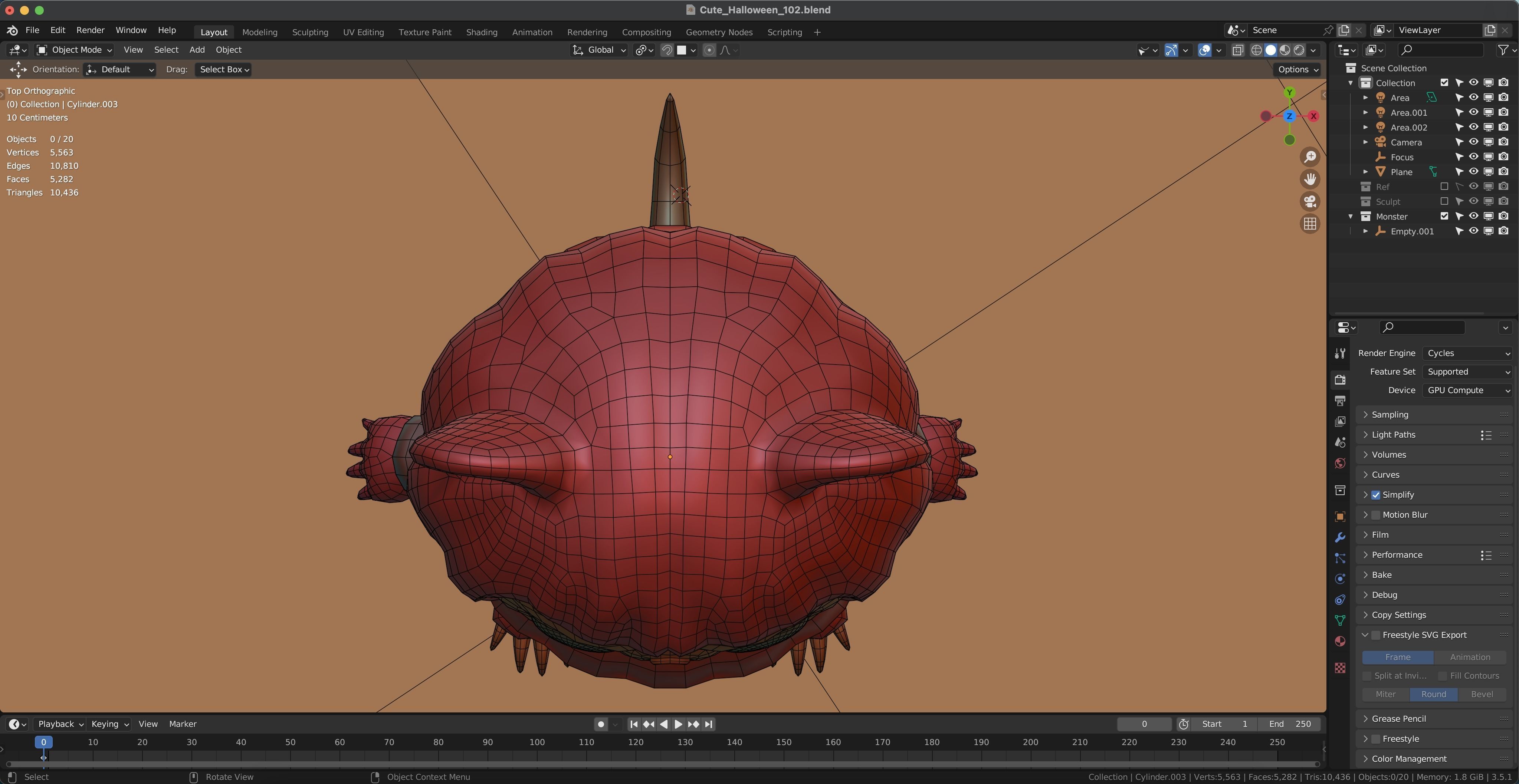 Cute Halloween monster low-poly with PBR texture Low-poly 3D model_18