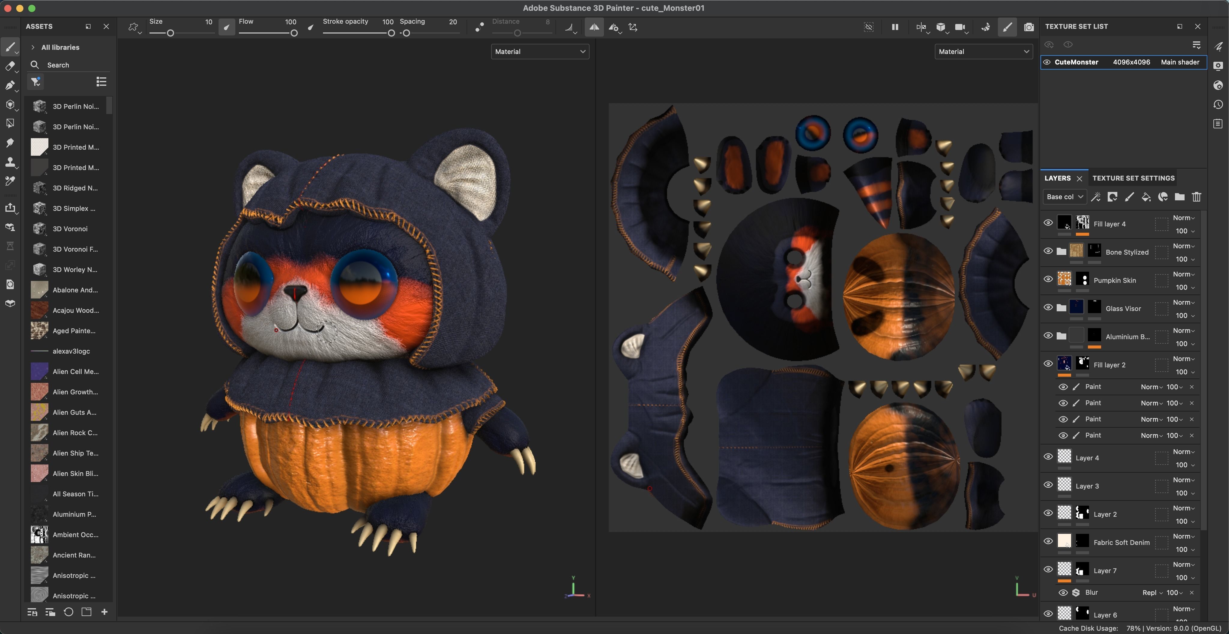 Cute Halloween monster low-poly with PBR texture Low-poly 3D model_23