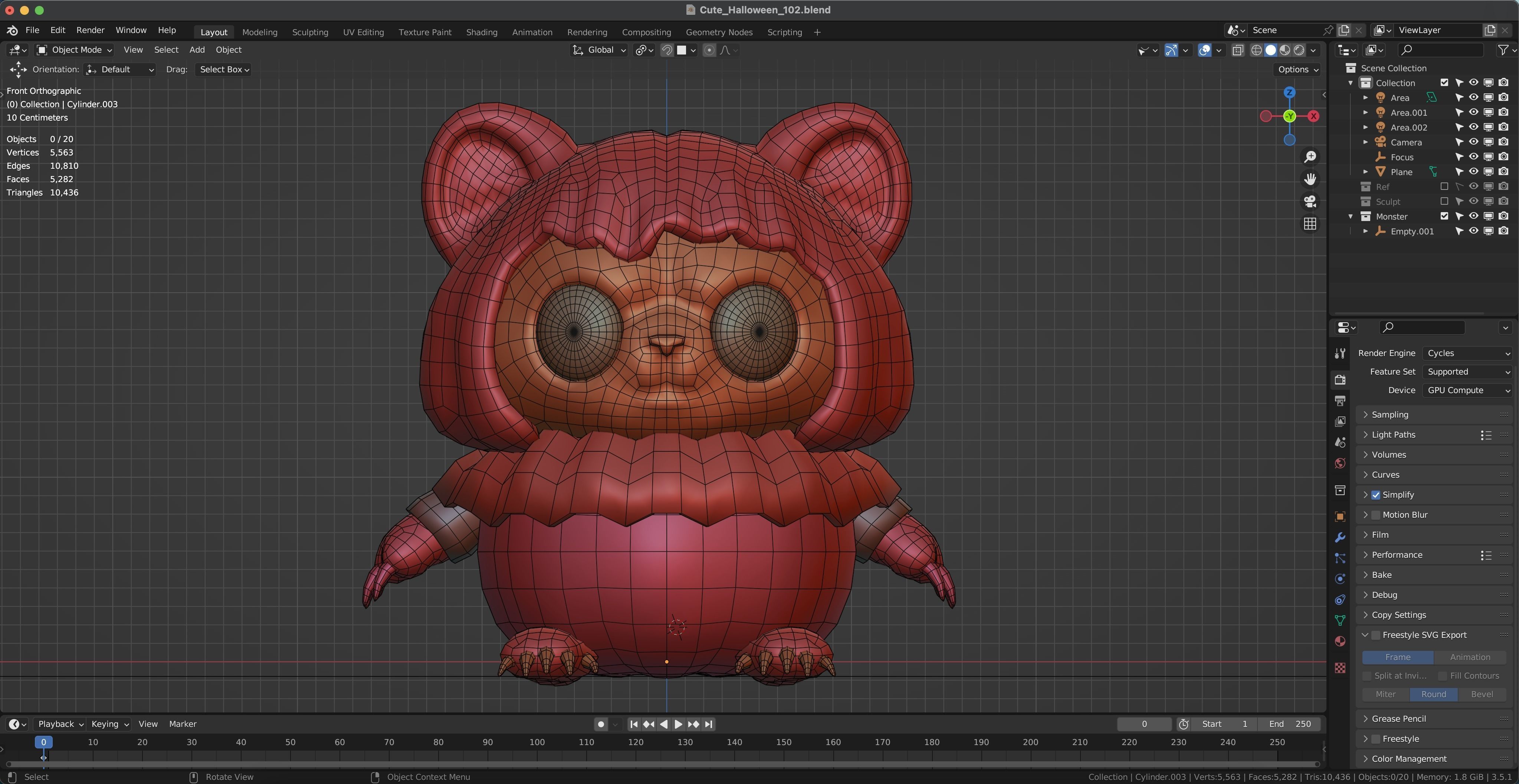 Cute Halloween monster low-poly with PBR texture Low-poly 3D model_14