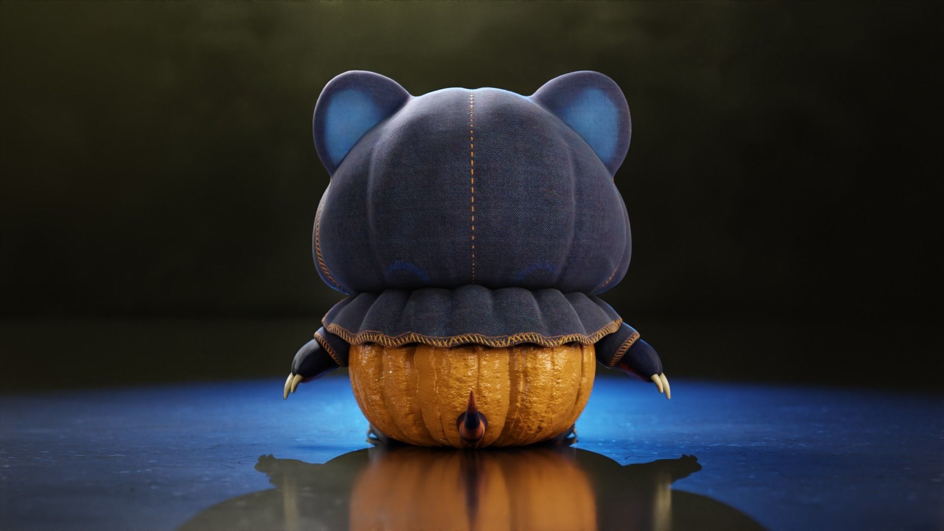 Cute Halloween monster low-poly with PBR texture Low-poly 3D model_5