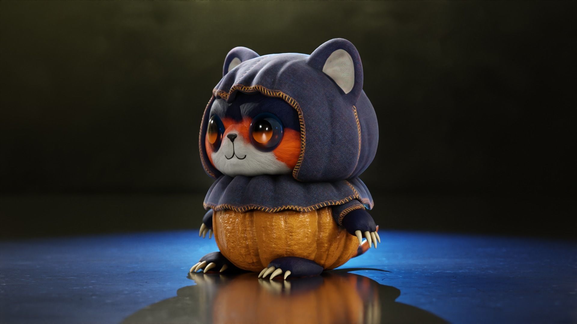 Cute Halloween monster low-poly with PBR texture Low-poly 3D model_2