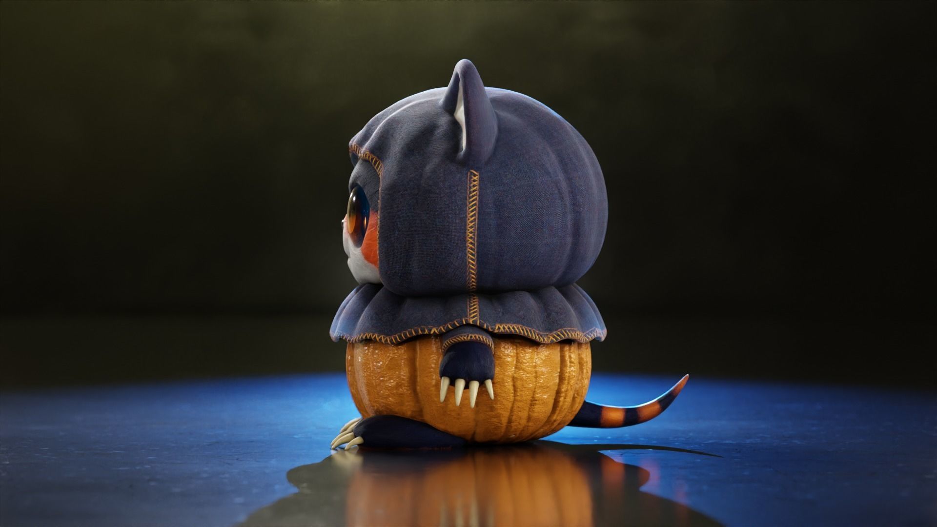 Cute Halloween monster low-poly with PBR texture Low-poly 3D model_3