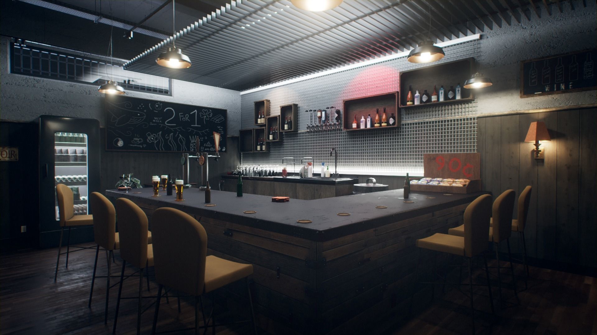 Dive Bar Environment 3D model_8