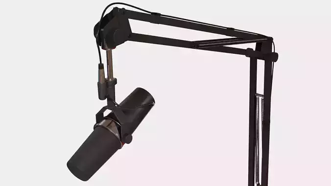 Microphone and Boom Arm Low-poly 3D model