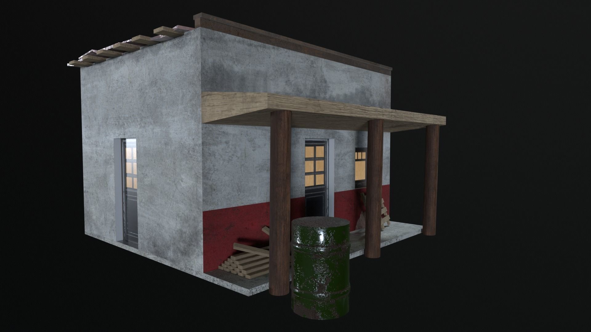 Game Ready Small House 02 Low-poly 3D model_6