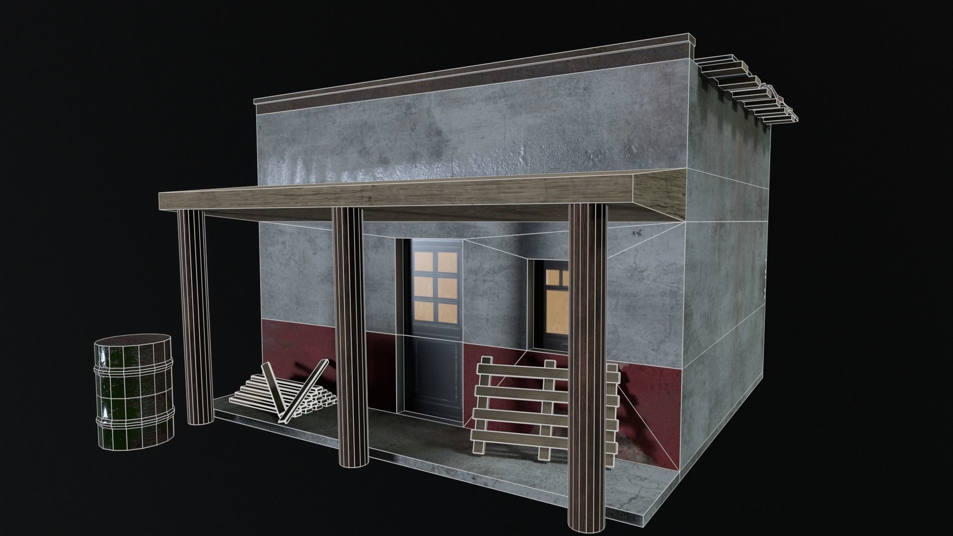 Game Ready Small House 02 Low-poly 3D model_4