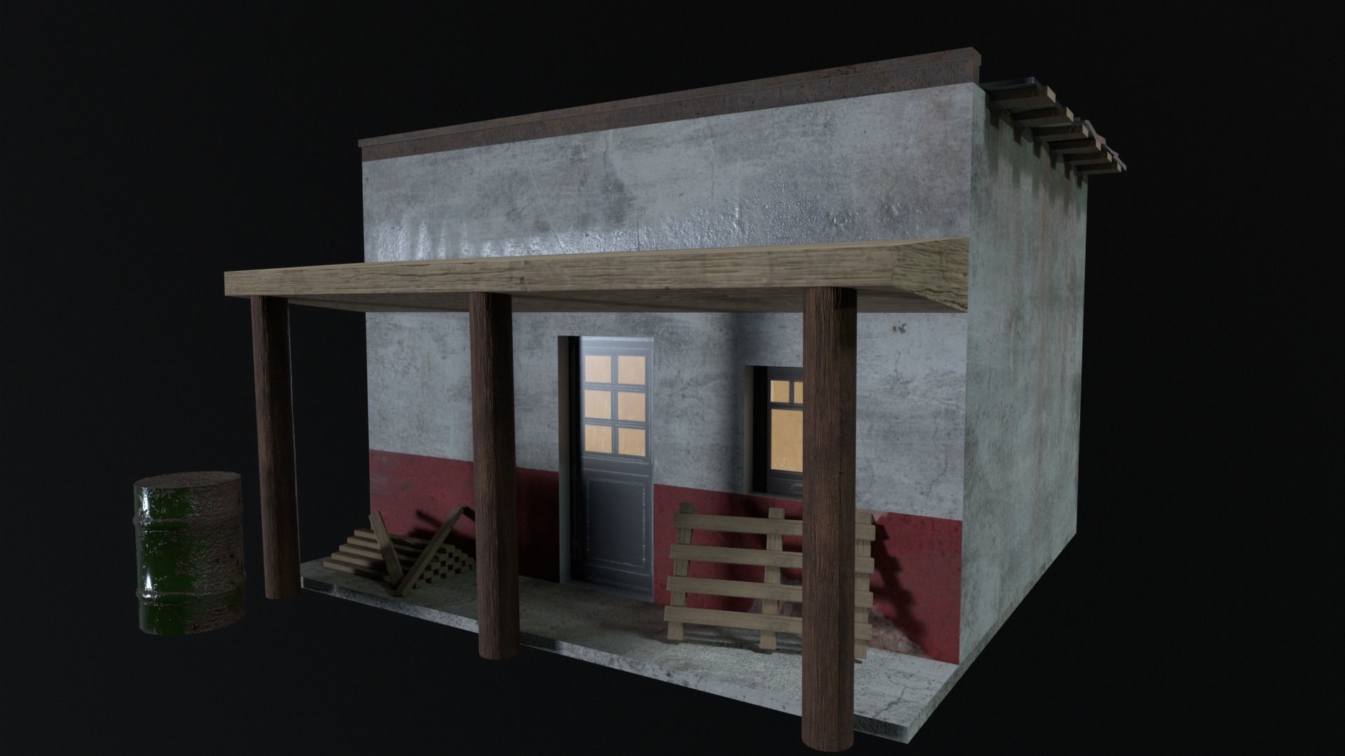 Game Ready Small House 02 Low-poly 3D model_3