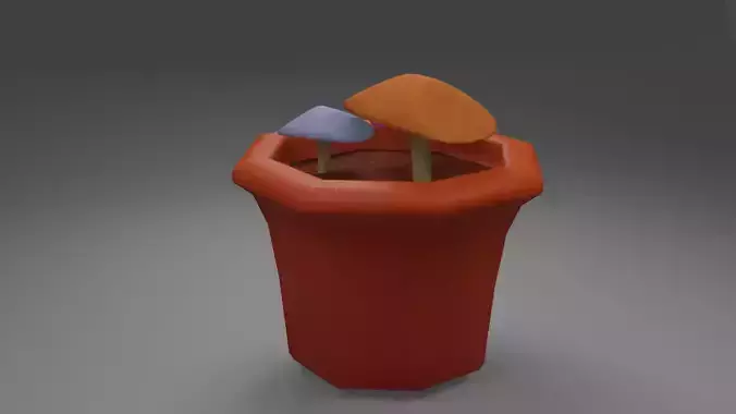 Low-Poly Mushroom Pot Model