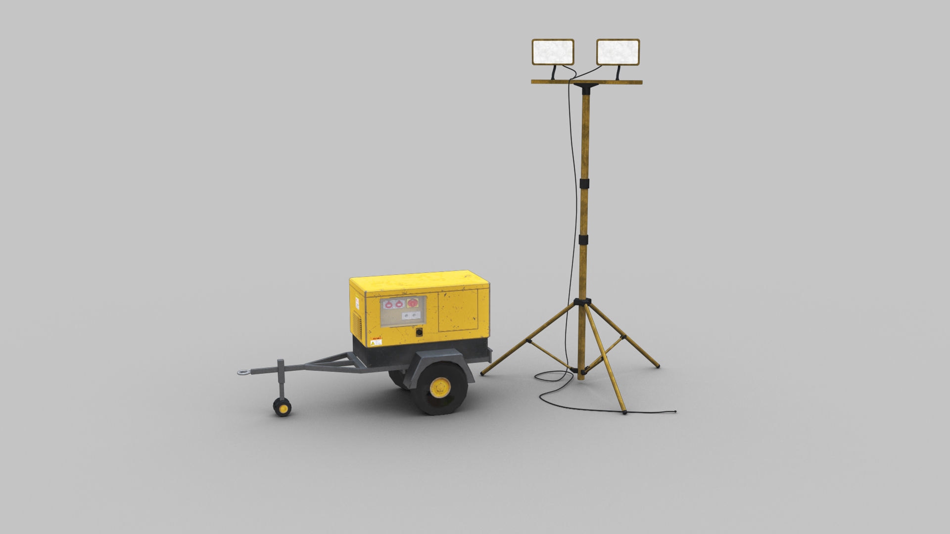 Light Tower and Generator Low-poly 3D model_18