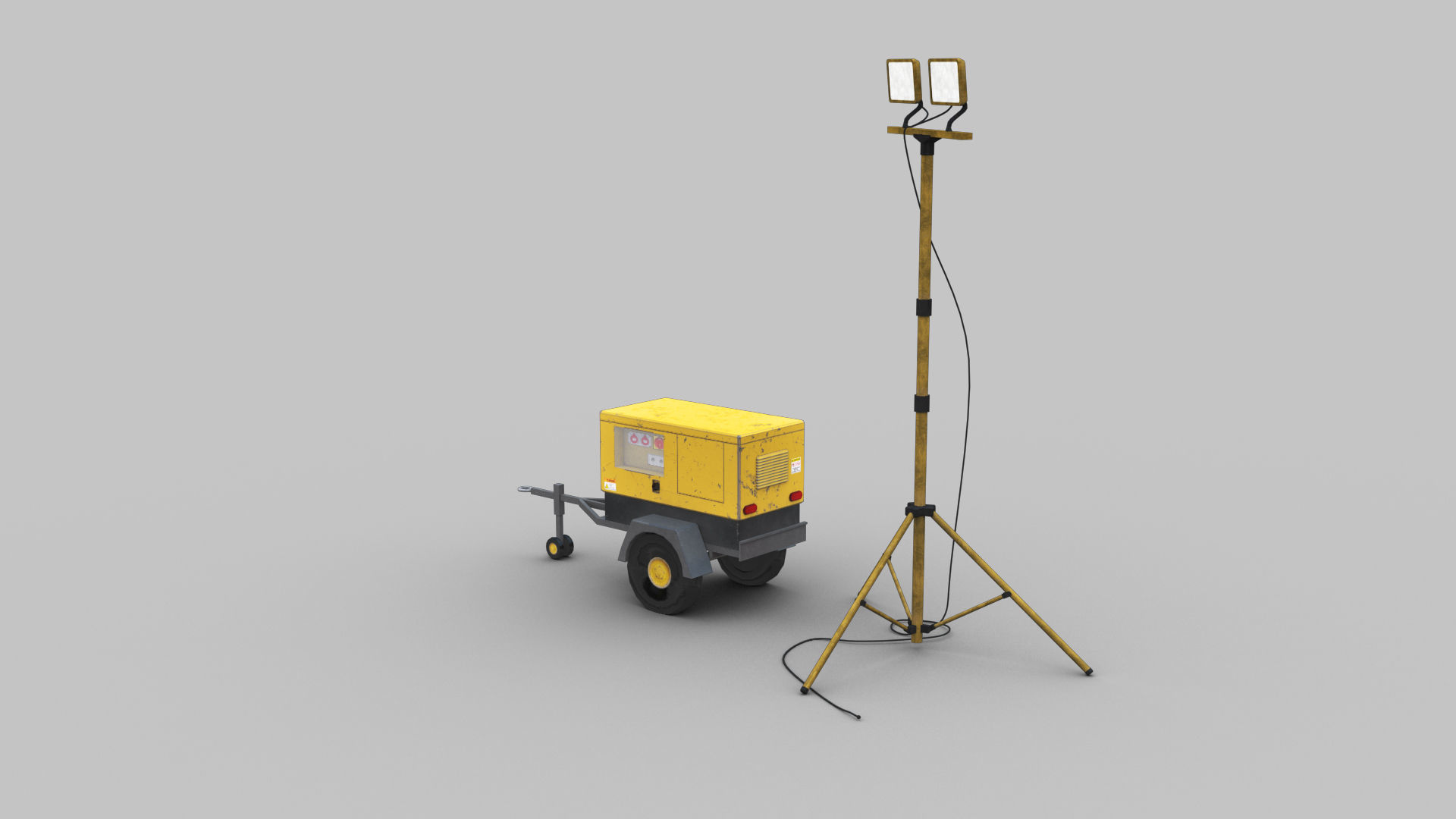 Light Tower and Generator Low-poly 3D model_16