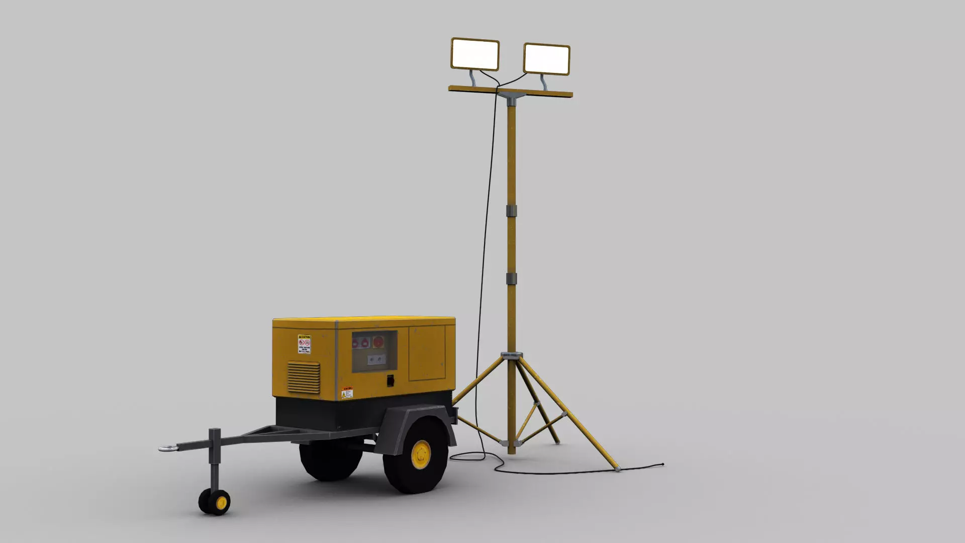 Light Tower and Generator Low-poly 3D model_0