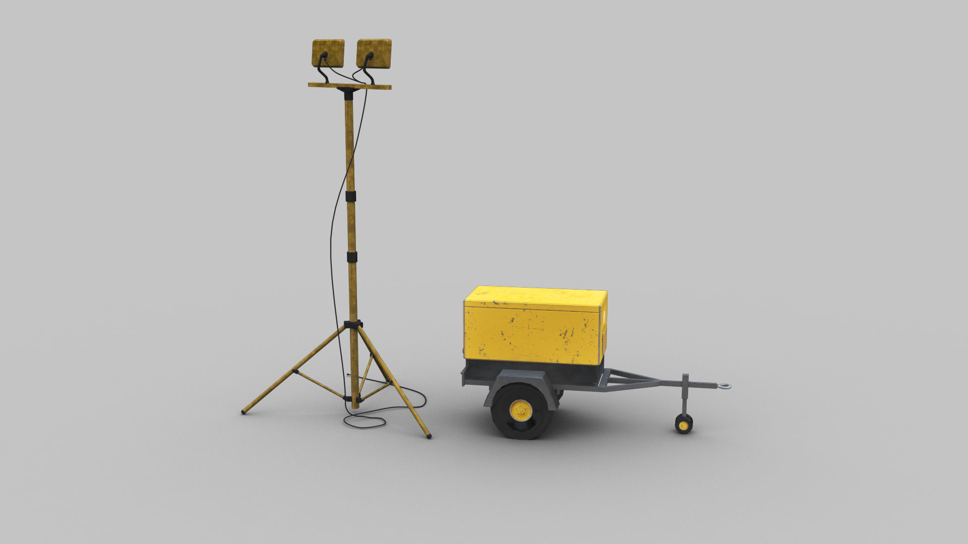 Light Tower and Generator Low-poly 3D model_11