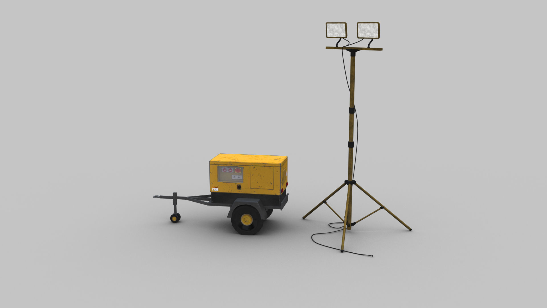 Light Tower and Generator Low-poly 3D model_17