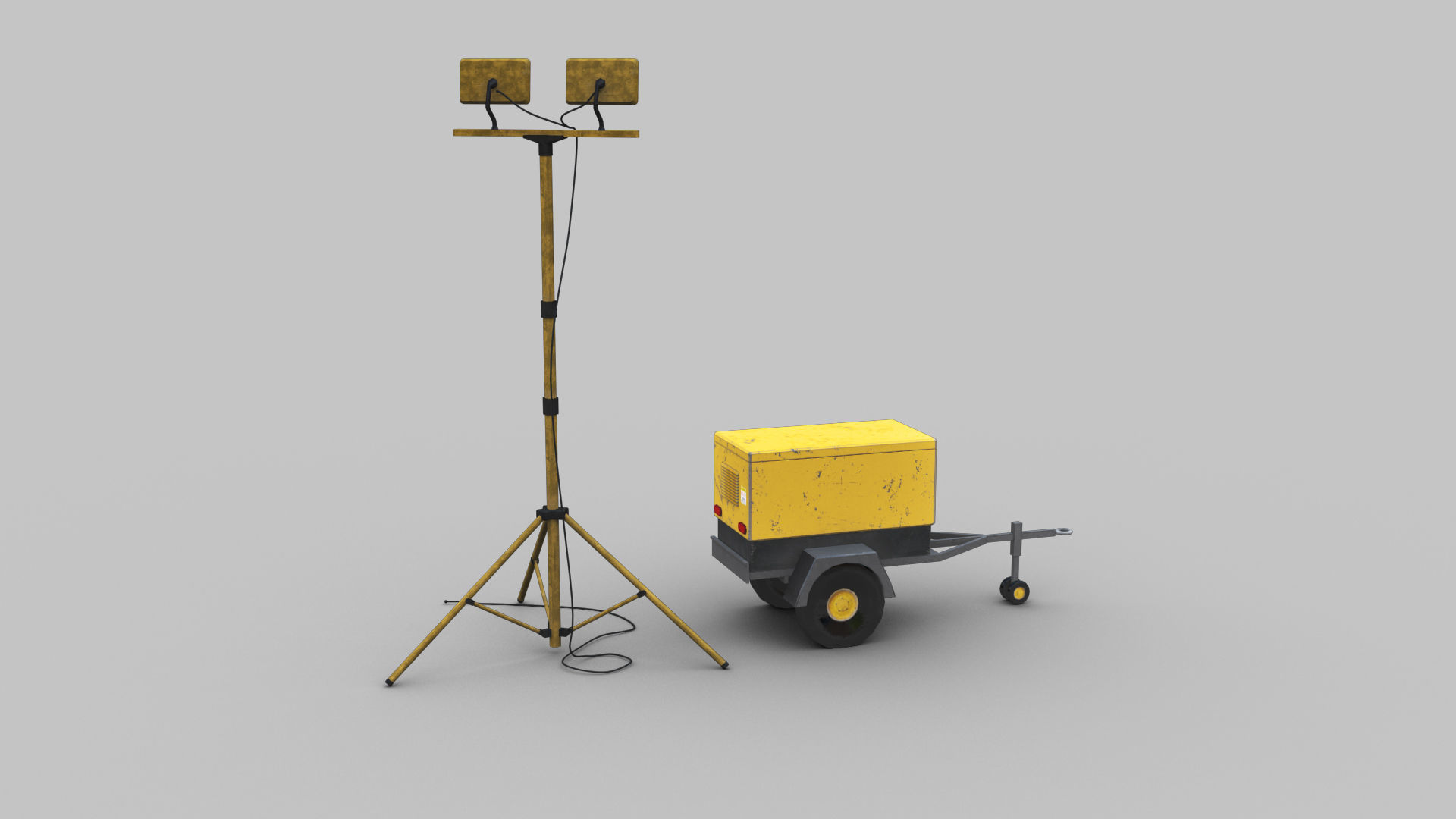 Light Tower and Generator Low-poly 3D model_12