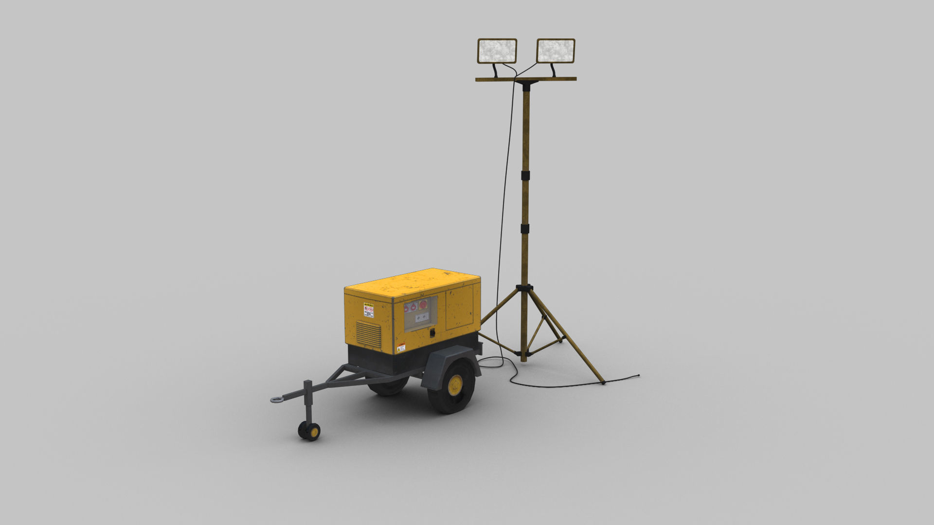 Light Tower and Generator Low-poly 3D model_7