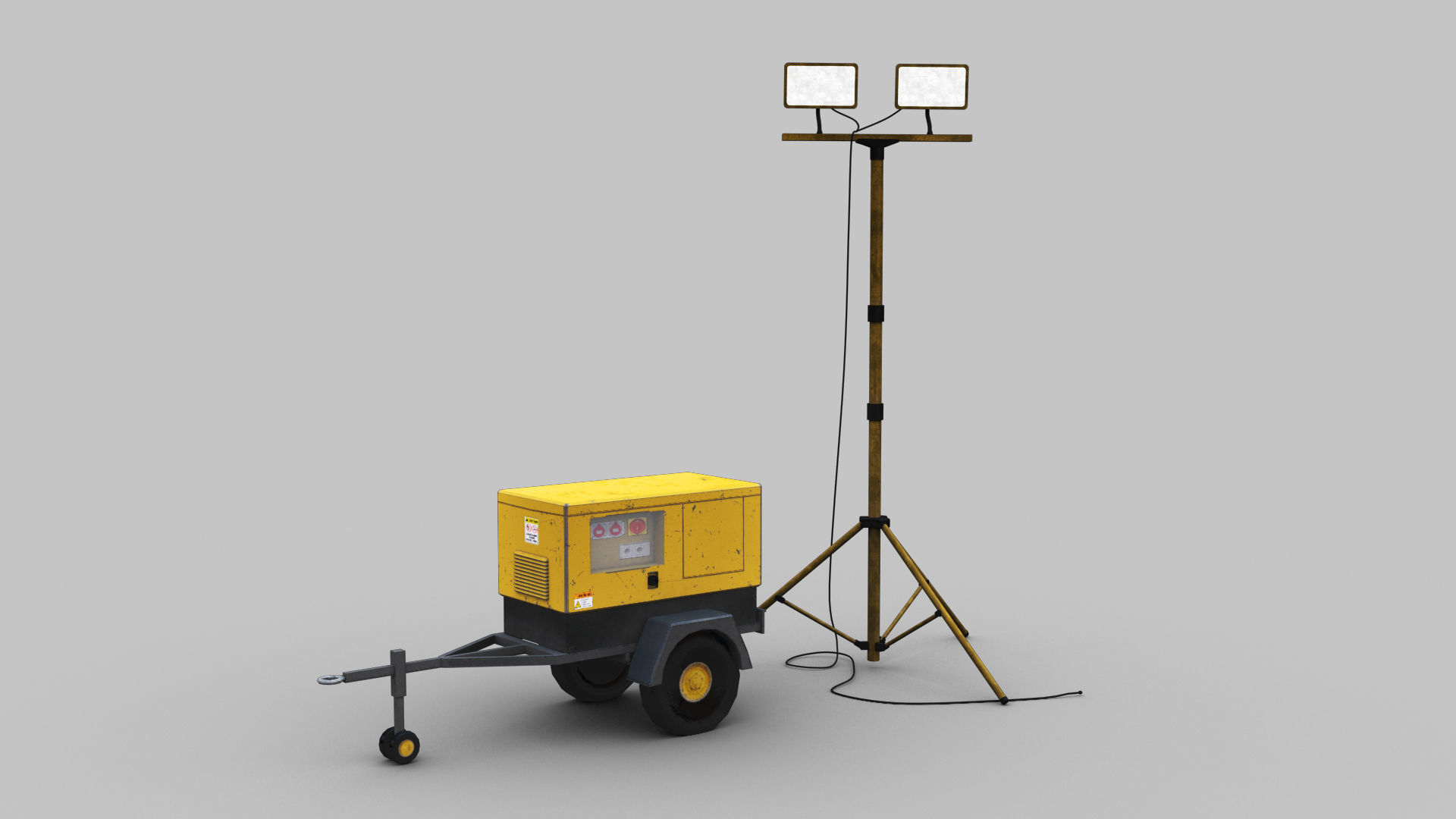 Light Tower and Generator Low-poly 3D model_2