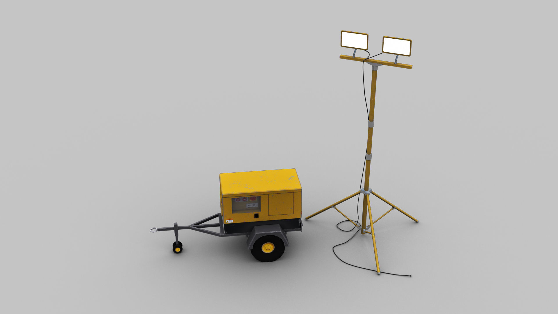 Light Tower and Generator Low-poly 3D model_5