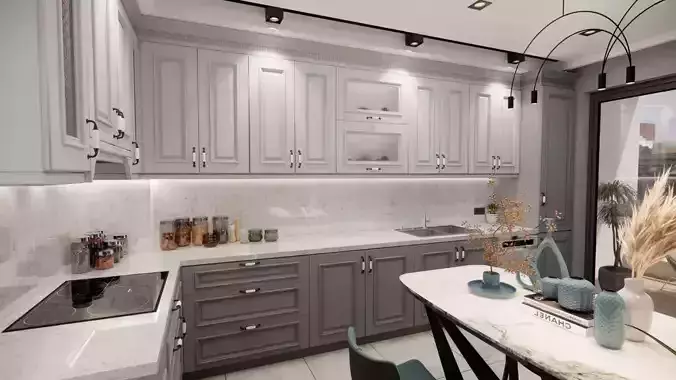 sketchup enscape a kitchen render  scene
