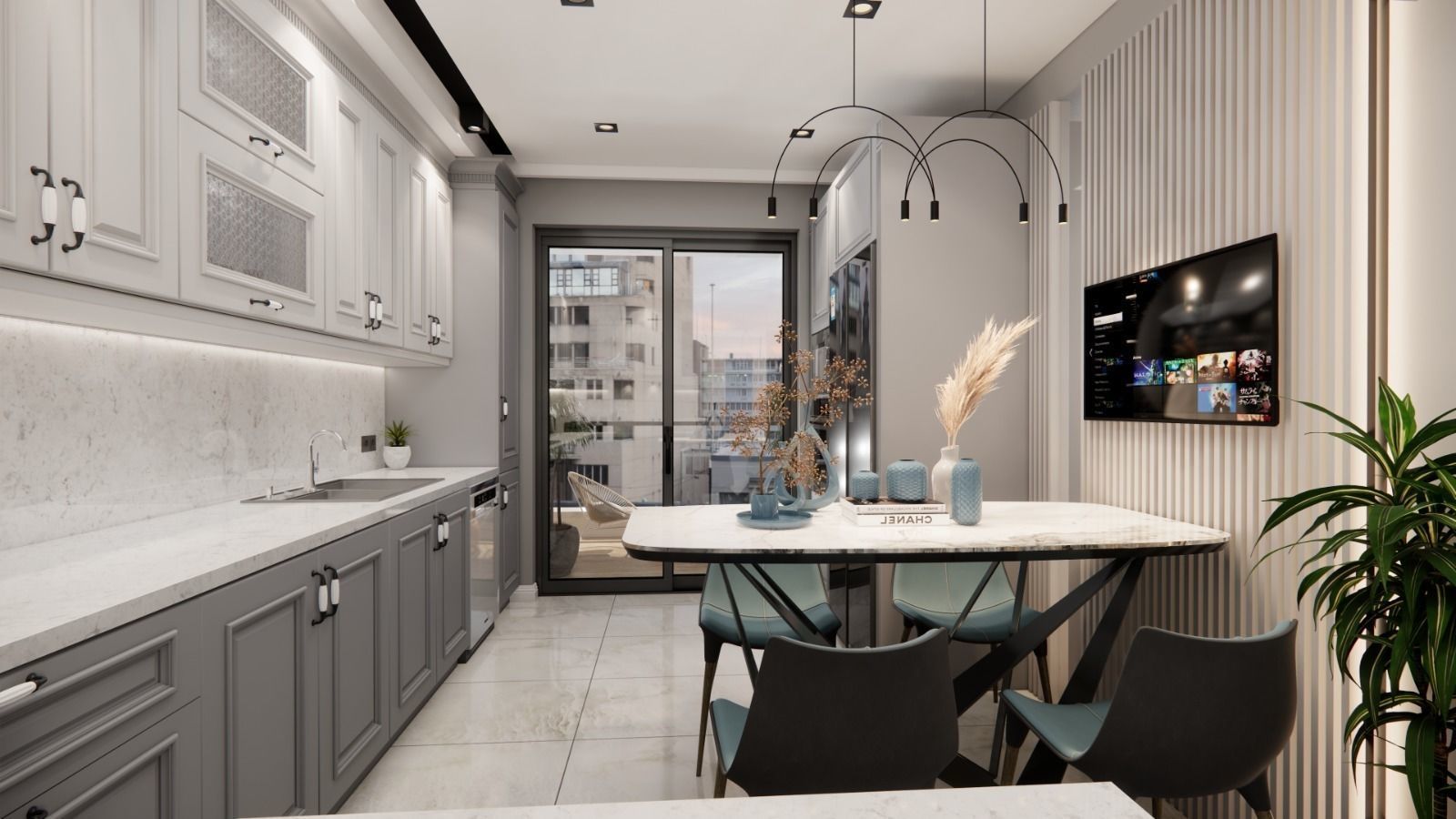 sketchup enscape a kitchen render  scene Low-poly 3D model_15