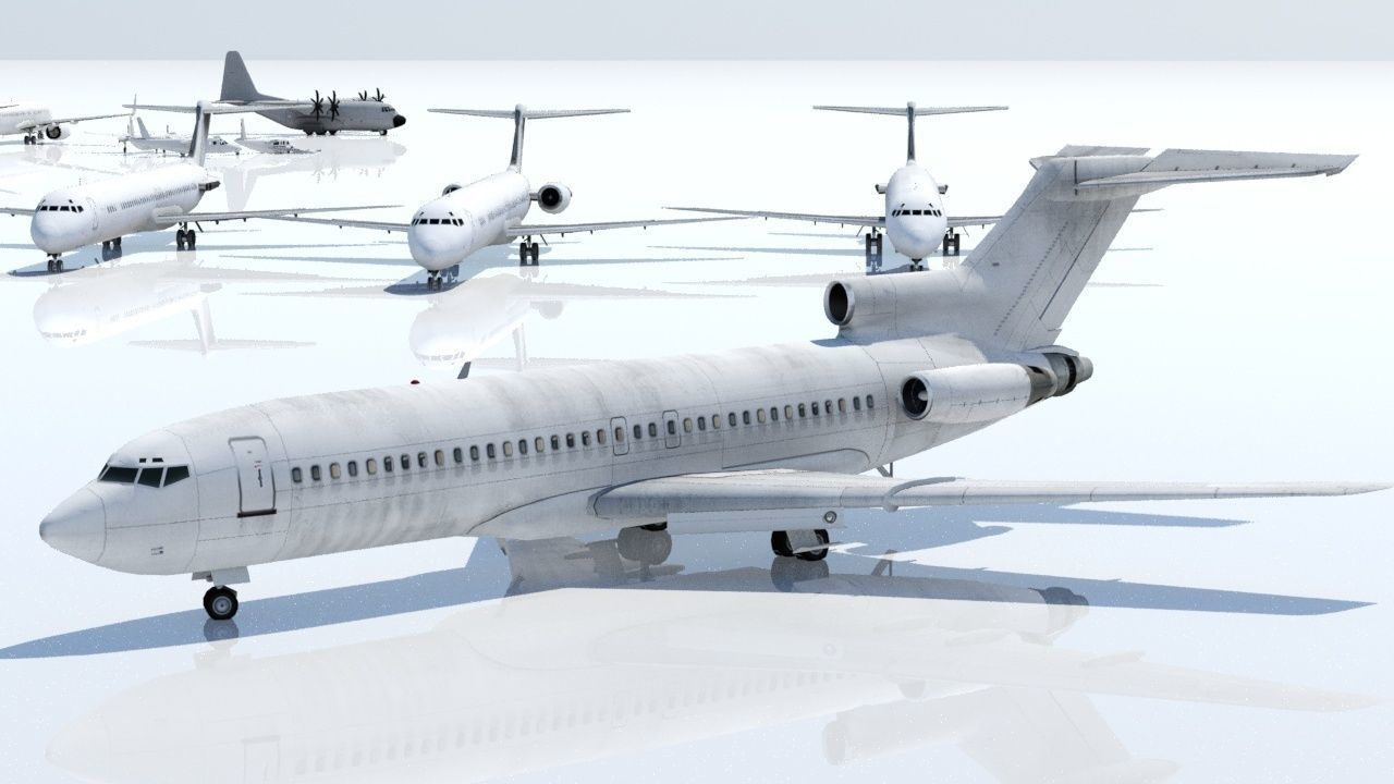 Vintage B 727 100 derelict scrapyard low poly static Low-poly 3D model_4