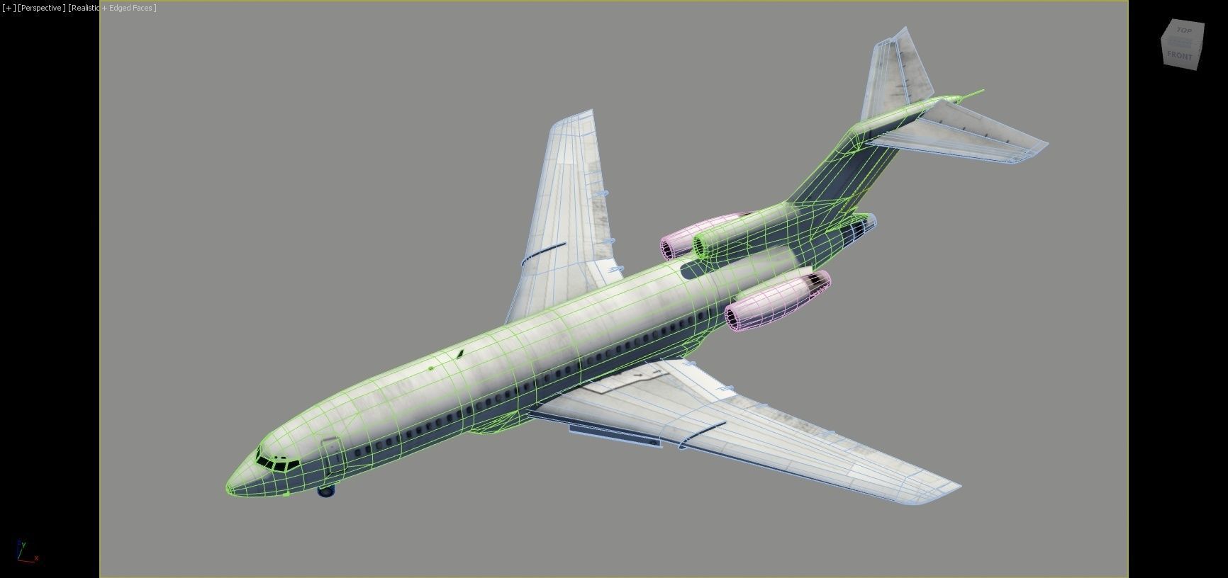 Vintage B 727 100 derelict scrapyard low poly static Low-poly 3D model_7
