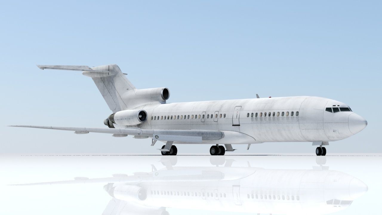 Vintage B 727 100 derelict scrapyard low poly static Low-poly 3D model_3