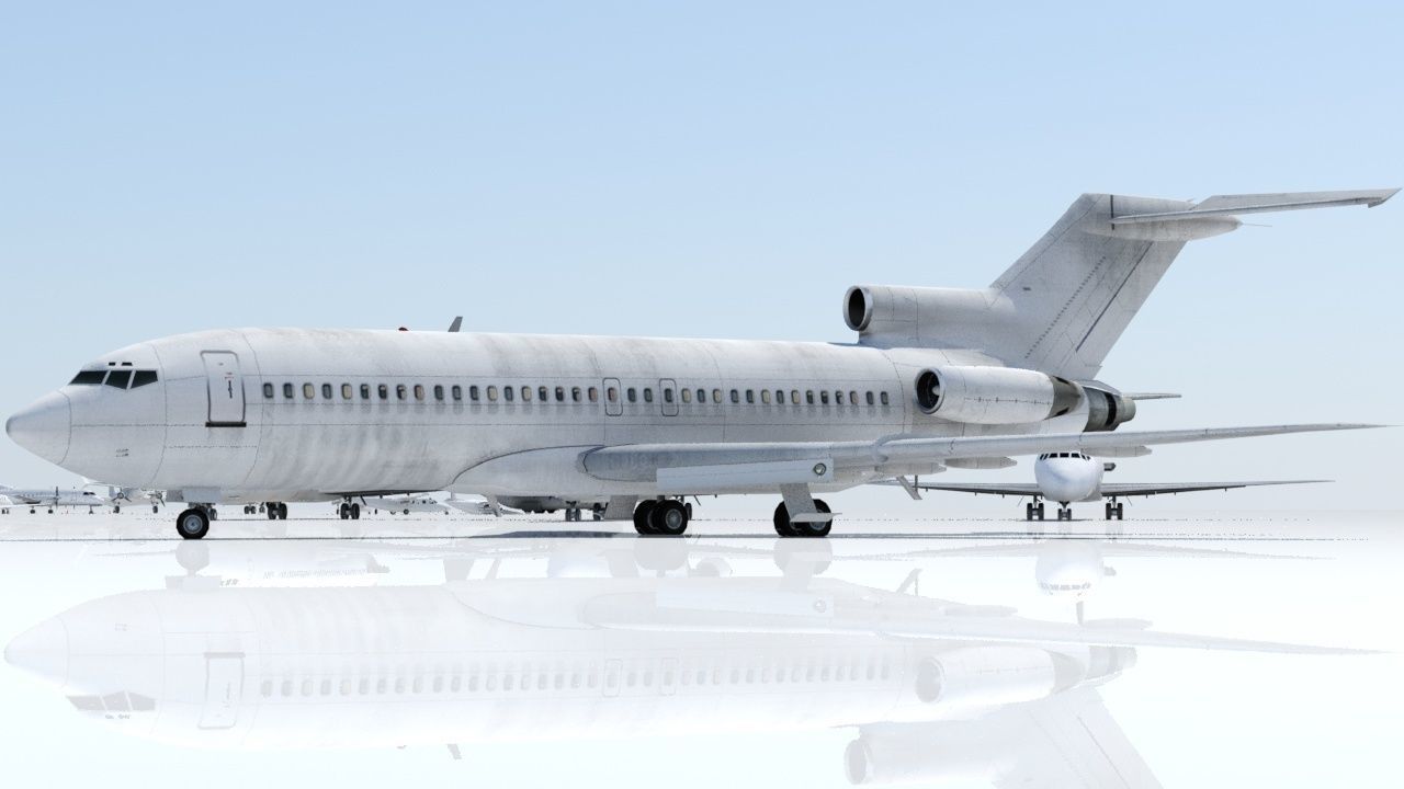 Vintage B 727 100 derelict scrapyard low poly static Low-poly 3D model_5